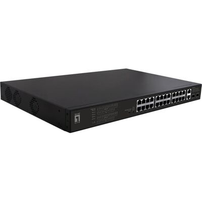 LevelOne Commutateur 28x FE FGP-2831 2xGE 2xGSFP 802.3xPoE (28 ports), Switch réseau, Noir LevelOne Commutateur 28x FE FGP-2831 2xGE 2xGSFP 802.3xPoE (28 ports), Switch réseau, Noir