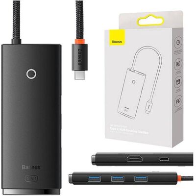 Baseus HUB Lite Series 5 ports USB-C vers HDMI+USB3.0x3+PD (Noir) (USB-C, 5 ports), Station d’accueil + hub USB, Noir Baseus HUB Lite Series 5 ports USB-C vers HDMI+USB3.0x3+PD (Noir) (USB-C, 5 ports), Station d’accueil + hub USB, Noir