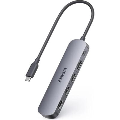 Anker Hub USB-C, 2 x USB-A - 1 x USB-A 3.0 - 1 x USB-C - 1 x HDMI, gris (USB-C, 5 ports), Station d’accueil + hub USB, Gris Anker Hub USB-C, 2 x USB-A - 1 x USB-A 3.0 - 1 x USB-C - 1 x HDMI, gris (USB-C, 5 ports), Station d’accueil + hub USB, Gris