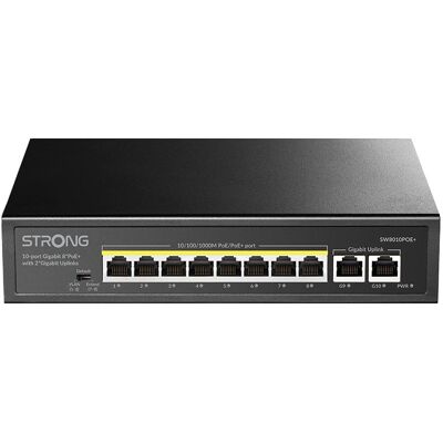 Strong Switch 8 Porte Gibabit POE+ (SW8010POEP) (10 ports), Switch réseau, Noir Strong Switch 8 Porte Gibabit POE+ (SW8010POEP) (10 ports), Switch réseau, Noir