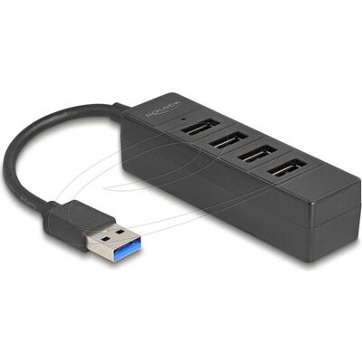Delock USB Hub 4 port USB 5 Gbps with 4 x USB Type-A female black (USB-A, 4 ports), Station d’accueil + hub USB, Noir Delock USB Hub 4 port USB 5 Gbps with 4 x USB Type-A female black (USB-A, 4 ports), Station d’accueil + hub USB, Noir