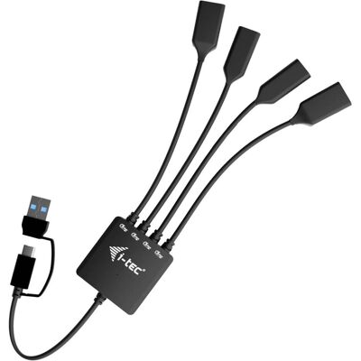 i-tec Usb-C/A Cable Hub 4 Ports (USB-A, USB-C, 4 ports), Station d’accueil + hub USB, Noir i-tec Usb-C/A Cable Hub 4 Ports (USB-A, USB-C, 4 ports), Station d’accueil + hub USB, Noir