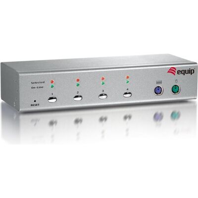 Equip Commutateur KVM de bureau : 4 ports, VGA, Commutateur KVM, Argent Equip Commutateur KVM de bureau : 4 ports, VGA, Commutateur KVM, Argent
