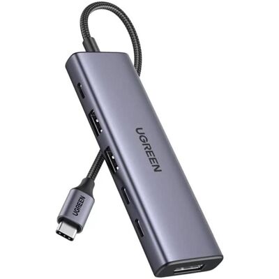 Ugreen - Docking Station CM511 (75586) - 6in1 Type-C - Gray (USB-C, 6 ports), Station d’accueil + hub USB, Gris Ugreen - Docking Station CM511 (75586) - 6in1 Type-C - Gray (USB-C, 6 ports), Station d’accueil + hub USB, Gris