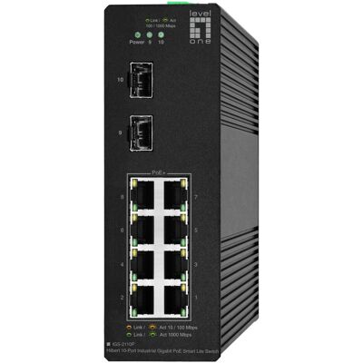 LevelOne Commutateur 10x GE IGS-2110P 2xSFP, 8x sorties PoE (10 ports), Switch réseau, Noir LevelOne Commutateur 10x GE IGS-2110P 2xSFP, 8x sorties PoE (10 ports), Switch réseau, Noir