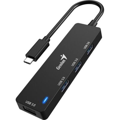 Genius UH-400 noir / Hub USB / USB-C / 4X USB 3.0 (USB-C, 4 ports), Station d’accueil + hub USB, Noir Genius UH-400 noir / Hub USB / USB-C / 4X USB 3.0 (USB-C, 4 ports), Station d’accueil + hub USB, Noir
