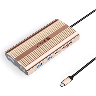 Orico Station d'accueil/réplicateur XDR 12-en-1 USB-C, or rose (ORICO-XDR-X33-RG-BP) (USB-C, 12 ports), Station d’accueil + hub USB, Rose Orico Station d'accueil/réplicateur XDR 12-en-1 USB-C, or rose (ORICO-XDR-X33-RG-BP) (USB-C, 12 ports), Station d’accueil + hub USB, Rose