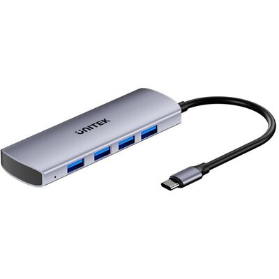 Unitek HUB USB Hub 4w1 USB-C 10 Gbps, 4x USB-A H1112EGY01 (USB-C, 4 ports), Station d’accueil + hub USB, Gris Unitek HUB USB Hub 4w1 USB-C 10 Gbps, 4x USB-A H1112EGY01 (USB-C, 4 ports), Station d’accueil + hub USB, Gris