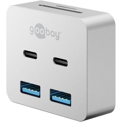 Goobay Hub USB à 6 ports pour Apple Mac mini (USB-C, 6 ports), Station d’accueil + hub USB, Argent Goobay Hub USB à 6 ports pour Apple Mac mini (USB-C, 6 ports), Station d’accueil + hub USB, Argent