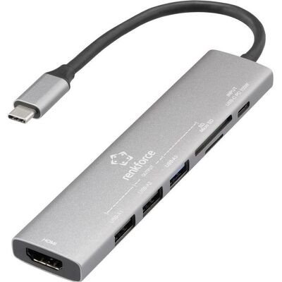 Renkforce USB-C Dockingstation RF-DKS-907 Passend für Marke Dockingstations Universal (RF-6797970) (USB-C, 7 ports), Station d’accueil + hub USB, Gris Renkforce USB-C Dockingstation RF-DKS-907 Passend für Marke Dockingstations Universal (RF-6797970) (USB-C, 7 ports), Station d’accueil + hub USB, Gris