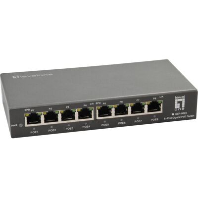 LevelOne Commutateur 8x GE GEP-0823 8xPoE (8 ports), Switch réseau, Noir LevelOne Commutateur 8x GE GEP-0823 8xPoE (8 ports), Switch réseau, Noir