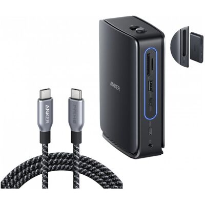 Anker 3x USB-A, 2x USB-C, 1x DisplayPort, 2x HDMI, 1x Ethernet, 1x DC-IN, 1x AUX, 1x USB-C Upstream, 1x (USB-C, 13 ports), Station d’accueil + hub USB, Noir Anker 3x USB-A, 2x USB-C, 1x DisplayPort, 2x HDMI, 1x Ethernet, 1x DC-IN, 1x AUX, 1x USB-C Upstream, 1x (USB-C, 13 ports), Station d’accueil + hub USB, Noir
