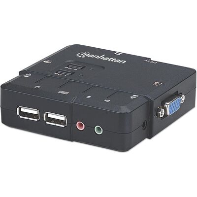 Manhattan Commutateur KVM compact 2 ports, Commutateur KVM, Noir Manhattan Commutateur KVM compact 2 ports, Commutateur KVM, Noir