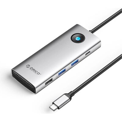 Orico Station d'accueil USB-C 8-en-1 PW11, 2 ports USB-A 3.0, 1 port USB-A 2.0 (USB-C, 8 ports), Station d’accueil + hub USB, Argent Orico Station d'accueil USB-C 8-en-1 PW11, 2 ports USB-A 3.0, 1 port USB-A 2.0 (USB-C, 8 ports), Station d’accueil + hub USB, Argent