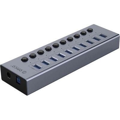 Orico Converter BT2U3-10AB Hub 10x USB-A 3.0 with switches - gray (10 ports), Station d’accueil + hub USB, Gris Orico Converter BT2U3-10AB Hub 10x USB-A 3.0 with switches - gray (10 ports), Station d’accueil + hub USB, Gris