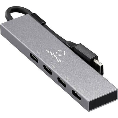 Renkforce RF-USBCH-205 USB 3.2 Gen 2-Hub mit USB-C Stecker Grau (USB-C, 4 ports), Station d’accueil + hub USB, Gris Renkforce RF-USBCH-205 USB 3.2 Gen 2-Hub mit USB-C Stecker Grau (USB-C, 4 ports), Station d’accueil + hub USB, Gris