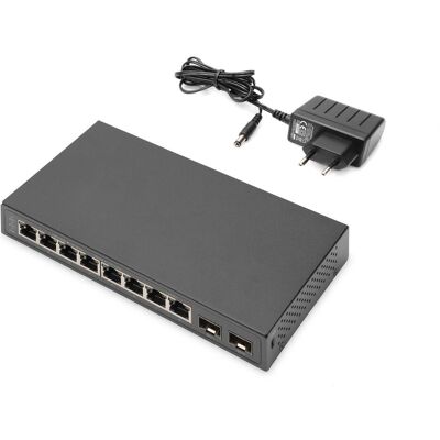 Digitus 8 ports Gigabit + 2 ports SFP Gigabit (8 ports), Switch réseau, Noir Digitus 8 ports Gigabit + 2 ports SFP Gigabit (8 ports), Switch réseau, Noir