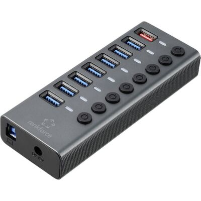 Renkforce RF-HUB-380 Commutateur et concentrateur USB 3.2 Gen 1 - Argent Renkforce RF-HUB-380 Commutateur et concentrateur USB 3.2 Gen 1 - Argent