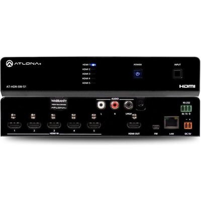 Atlona AT-HDR-SW-51 Commutateur 5 x 1 4K/HDR HDMI 2.0b, Hub Atlona AT-HDR-SW-51 Commutateur 5 x 1 4K/HDR HDMI 2.0b, Hub