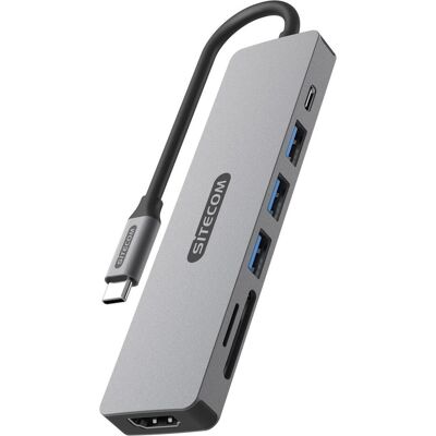 Sitecom - CN-5505 - Gris foncé - 7-in-1 - Hub USB Sitecom - CN-5505 - Gris foncé - 7-in-1 - Hub USB