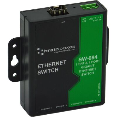Brainboxes 1 SFP & 4 ports Gigabit (4 ports), Switch réseau, Vert, Noir Brainboxes 1 SFP & 4 ports Gigabit (4 ports), Switch réseau, Vert, Noir