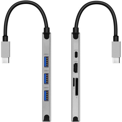Swissten Adaptateur Hub USB-C 8 en 1 avec 3x 3.0 USB / USB-C (USB-C, 8 ports), Station d’accueil + hub USB, Gris Swissten Adaptateur Hub USB-C 8 en 1 avec 3x 3.0 USB / USB-C (USB-C, 8 ports), Station d’accueil + hub USB, Gris