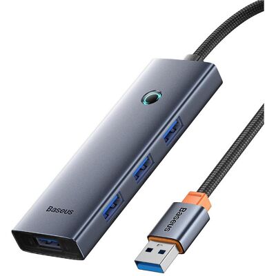 Baseus Hub UltraJoy Series Lite 4-Port 50cm (USB to USB3.0*4 Type-C5V) (szary) (USB-A, USB-C, 4 ports), Station d’accueil + hub USB, Gris Baseus Hub UltraJoy Series Lite 4-Port 50cm (USB to USB3.0*4 Type-C5V) (szary) (USB-A, USB-C, 4 ports), Station d’accueil + hub USB, Gris