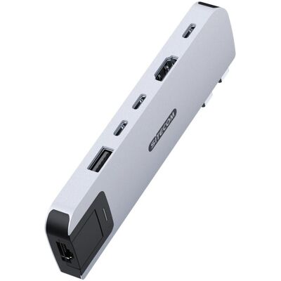 SiteCom MacBook Air Multiport Hub 6 in 2 Zilver (AC-2004) (USB-C, 6 ports), Station d’accueil + hub USB, Argent SiteCom MacBook Air Multiport Hub 6 in 2 Zilver (AC-2004) (USB-C, 6 ports), Station d’accueil + hub USB, Argent