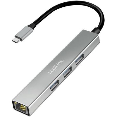 LogiLink Prüfen (USB-C, 4 ports), Station d’accueil + hub USB, Gris, Argent LogiLink Prüfen (USB-C, 4 ports), Station d’accueil + hub USB, Gris, Argent