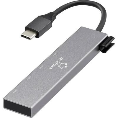 Renkforce RF-USBCH-205 USB 3.2 Gen 2-Hub mit USB-C Stecker Grau (USB-C, 4 ports), Station d’accueil + hub USB, Gris Renkforce RF-USBCH-205 USB 3.2 Gen 2-Hub mit USB-C Stecker Grau (USB-C, 4 ports), Station d’accueil + hub USB, Gris