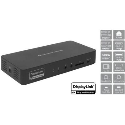 Conceptronic Docking Station 17-in-1 USB 3 (USB-C, 17 ports), Station d’accueil + hub USB, Noir Conceptronic Docking Station 17-in-1 USB 3 (USB-C, 17 ports), Station d’accueil + hub USB, Noir