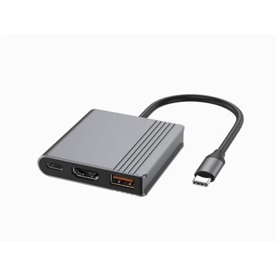 Gembird Multi Adapter (Port USB + HDMI + Wideo Usb-C) Gwiezdna Szarość (USB-C, 3 ports), Station d’accueil + hub USB, Gris, Argent Gembird Multi Adapter (Port USB + HDMI + Wideo Usb-C) Gwiezdna Szarość (USB-C, 3 ports), Station d’accueil + hub USB, Gris, Argent