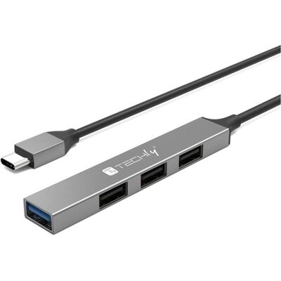 Techly USB-C 3.2 Hub mit 4 schlanken USB-A-Ports aus Metall Hersteller: (IUSB32-HUB4C-3U2SLS) (USB-C, 4 ports), Station d’accueil + hub USB, Gris Techly USB-C 3.2 Hub mit 4 schlanken USB-A-Ports aus Metall Hersteller: (IUSB32-HUB4C-3U2SLS) (USB-C, 4 ports), Station d’accueil + hub USB, Gris