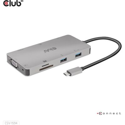 Club 3D Club3D USB-9-in1-HUB USB-C > HDMI/VGA/2xUSB/USB-C//SD (USB-C, 9 ports), Station d’accueil + hub USB, Gris Club 3D Club3D USB-9-in1-HUB USB-C > HDMI/VGA/2xUSB/USB-C//SD (USB-C, 9 ports), Station d’accueil + hub USB, Gris