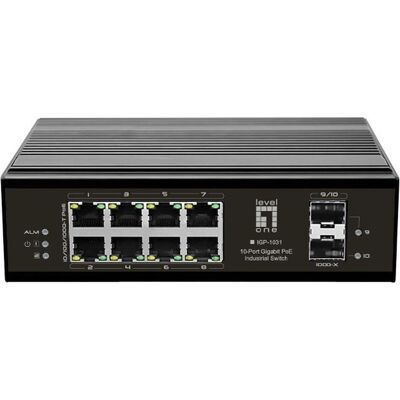 LevelOne Switch 10Port Gigabit PoE DIN-Rail,-40°C to 75°C (8 ports), Switch réseau, Noir LevelOne Switch 10Port Gigabit PoE DIN-Rail,-40°C to 75°C (8 ports), Switch réseau, Noir