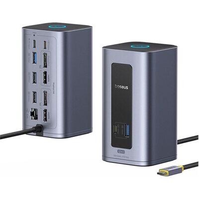 Baseus - Station d'accueil Nomos NU1 Air (B0114400) - 12 ports, 10Gbps, 100W PD, écrans 4K - Grey (USB-C, 12 ports), Station d’accueil + hub USB, Argent, Gris Baseus - Station d'accueil Nomos NU1 Air (B0114400) - 12 ports, 10Gbps, 100W PD, écrans 4K - Grey (USB-C, 12 ports), Station d’accueil + hub USB, Argent, Gris