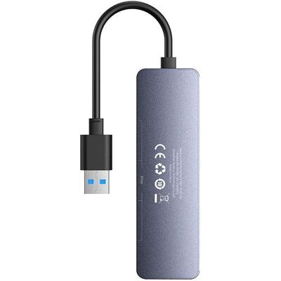 Baseus Hub 4in1 UltraJoy Lite 15cm USB-A vers 4x USB 3.0 + USB-C 5V (gris) (USB-A, 4 ports), Station d’accueil + hub USB, Gris Baseus Hub 4in1 UltraJoy Lite 15cm USB-A vers 4x USB 3.0 + USB-C 5V (gris) (USB-A, 4 ports), Station d’accueil + hub USB, Gris