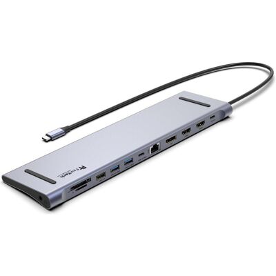 FeinTech CX301 USB-C Docking Station 12 in 1 Triple Display (USB-C, 12 ports), Station d’accueil + hub USB, Argent FeinTech CX301 USB-C Docking Station 12 in 1 Triple Display (USB-C, 12 ports), Station d’accueil + hub USB, Argent