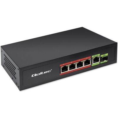 Qoltec Ethernet PoE SWITCH 4x RJ45 PoE 1x RJ45 Uplink (5 ports), Switch réseau, Noir Qoltec Ethernet PoE SWITCH 4x RJ45 PoE 1x RJ45 Uplink (5 ports), Switch réseau, Noir