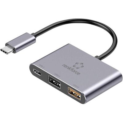 Renkforce RF-TCH-100 3 Port USB 3.0-Hub mit USB-C Stecker Grau (USB-C, 3 ports), Station d’accueil + hub USB, Gris Renkforce RF-TCH-100 3 Port USB 3.0-Hub mit USB-C Stecker Grau (USB-C, 3 ports), Station d’accueil + hub USB, Gris