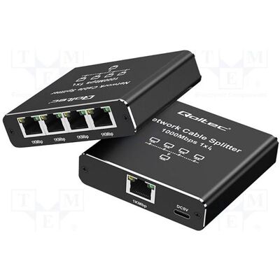 Qoltec Splitter (4 ports), Switch réseau, Noir Qoltec Splitter (4 ports), Switch réseau, Noir