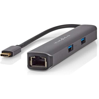 Nedis CCBW64230AT02 (USB-C, 6 ports), Station d’accueil + hub USB, Gris Nedis CCBW64230AT02 (USB-C, 6 ports), Station d’accueil + hub USB, Gris