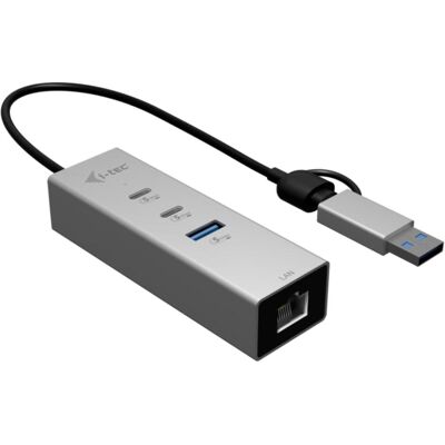 i-tec USB-C/USB-A Metal HUB 3 2x USB-C Gen1 1x USB-A Gen1 1x 2.5GLAN (USB-A, USB-C, 4 ports), Station d’accueil + hub USB, Argent i-tec USB-C/USB-A Metal HUB 3 2x USB-C Gen1 1x USB-A Gen1 1x 2.5GLAN (USB-A, USB-C, 4 ports), Station d’accueil + hub USB, Argent