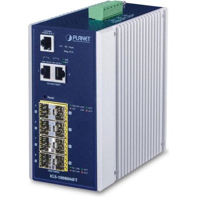 Planet Industrial 8 100/1000X SFP+ 2 ports 10/100/1000T,Commutateur administrable -40-75 degrés C (8 ports), Switch réseau, Noir Planet Industrial 8 100/1000X SFP+ 2 ports 10/100/1000T,Commutateur administrable -40-75 degrés C (8 ports), Switch réseau, Noir