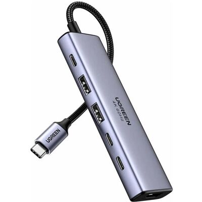 Ugreen 6-in-1 USB-C Hub (USB-C, 6 ports), Station d’accueil + hub USB, Gris Ugreen 6-in-1 USB-C Hub (USB-C, 6 ports), Station d’accueil + hub USB, Gris