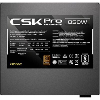 Antec 850W CSK850 PRO EC 80+ Bronze Semi-Modular A (850 W), Alimentation PC, Noir Antec 850W CSK850 PRO EC 80+ Bronze Semi-Modular A (850 W), Alimentation PC, Noir