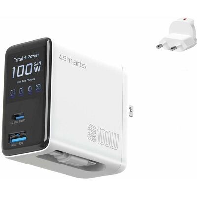 4smarts Ladegerät GaN Flex Screen AI 100W 2 USB-C+1 USB-A, weiss (100 W, 3 ports), Chargeur USB, Blanc 4smarts Ladegerät GaN Flex Screen AI 100W 2 USB-C+1 USB-A, weiss (100 W, 3 ports), Chargeur USB, Blanc