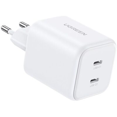 Ugreen - Wall Charger X526 (65154) - 2x USB-C, GaN, Fast Charger, 45W - White (45 W, 2 ports), Chargeur USB, Blanc Ugreen - Wall Charger X526 (65154) - 2x USB-C, GaN, Fast Charger, 45W - White (45 W, 2 ports), Chargeur USB, Blanc