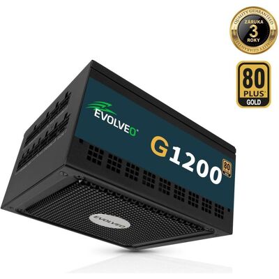 Evolveo G1200 zdroj 1200W, 80+ GOLD, ATX 3.1, aPFC, 140 mm ventilátor, záruka 3 roky, černý (1200 W), Alimentation PC, Noir Evolveo G1200 zdroj 1200W, 80+ GOLD, ATX 3.1, aPFC, 140 mm ventilátor, záruka 3 roky, černý (1200 W), Alimentation PC, Noir