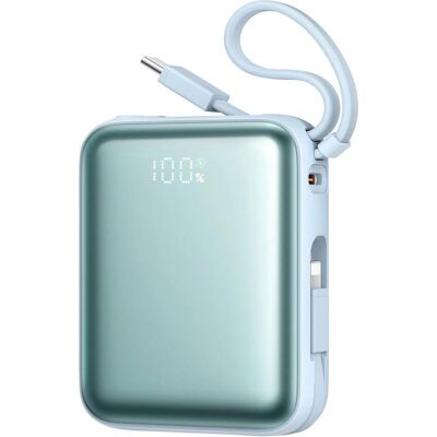 Joyroom 22.5W Powerbank 10000mAh Fast Charging with Dual Cables - Blue (10000 mAh, 22.50 W, 38.50 Wh), Chargeur de secours, Bleu Joyroom 22.5W Powerbank 10000mAh Fast Charging with Dual Cables - Blue (10000 mAh, 22.50 W, 38.50 Wh), Chargeur de secours, Bleu